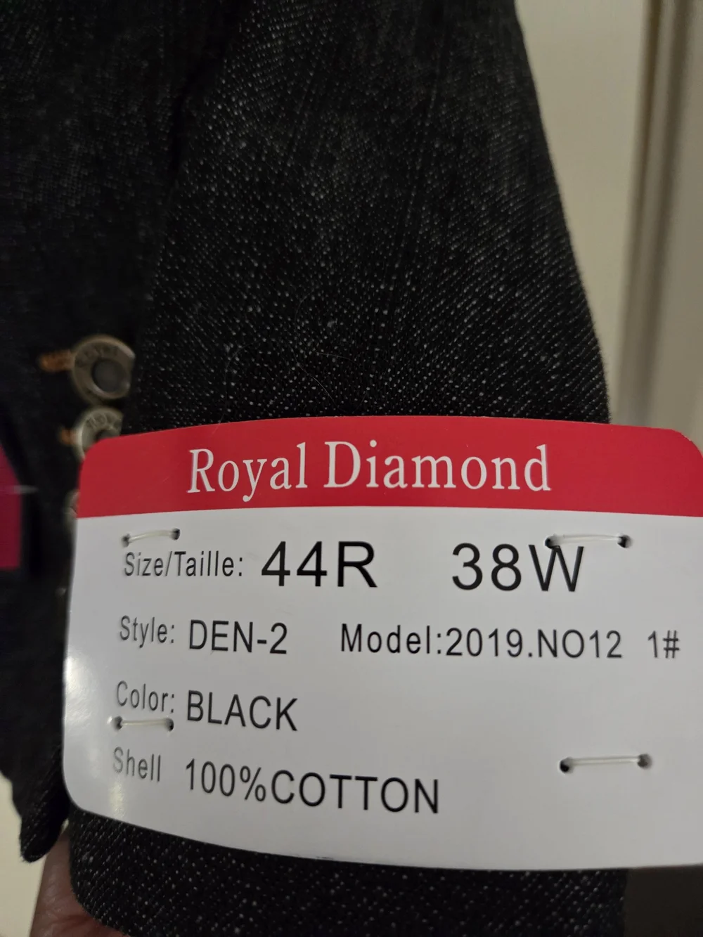 Royal Diamond Collection Men's 3-Piece Black Jean Suit